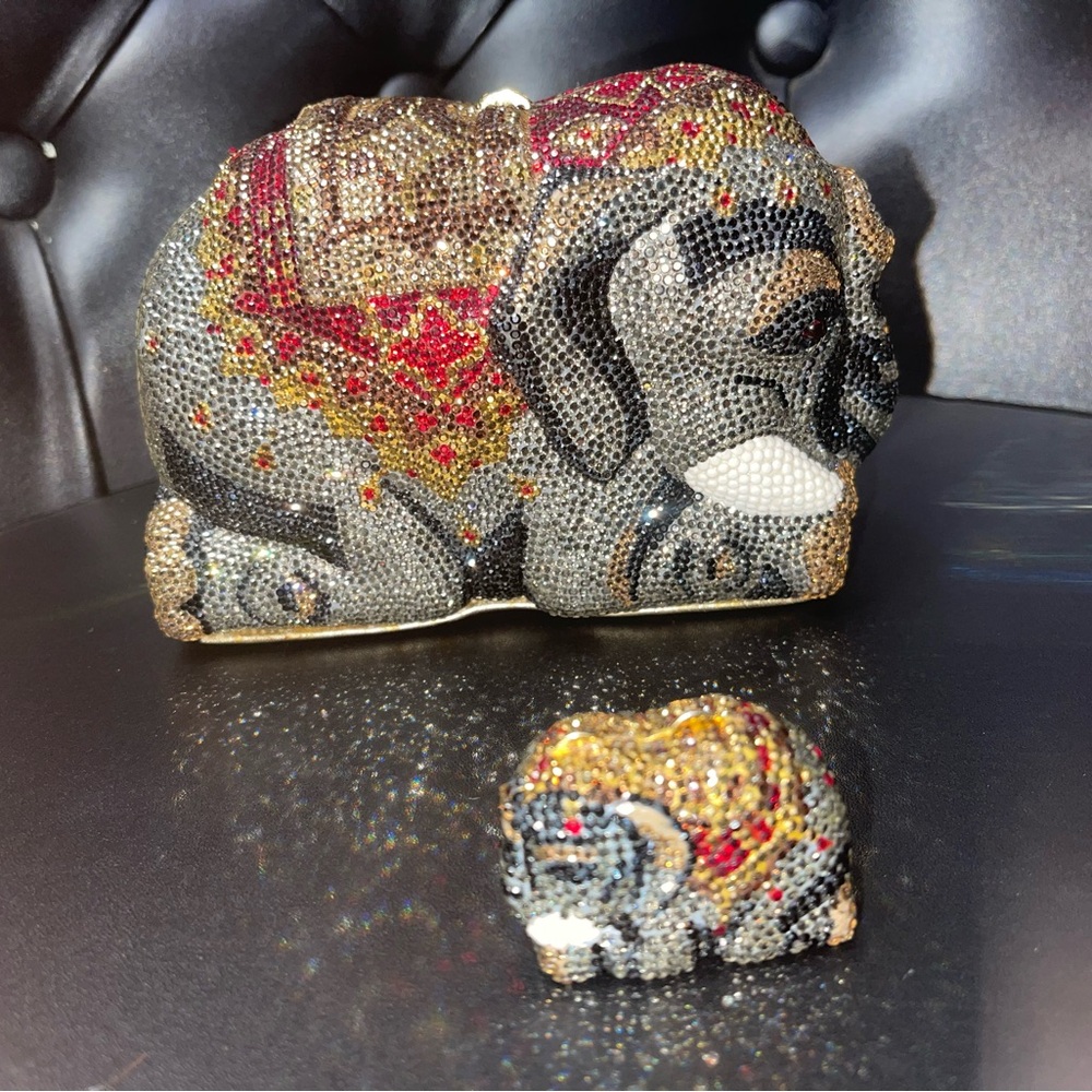 Judith Leiber Tembo Elephant SET (2) Clutch minaudiere & mini pill box